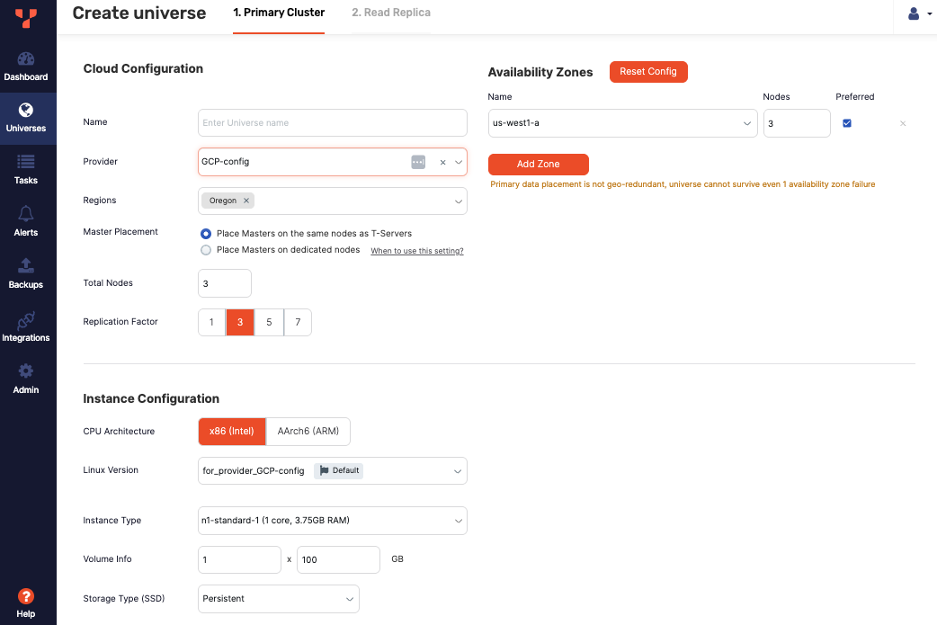 Create Universe on GCP
